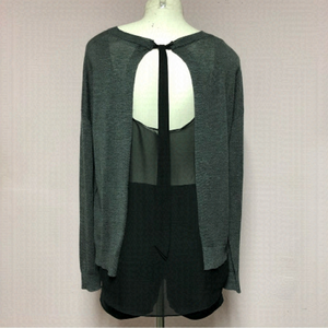 Black Tape Dark Grey & Black Long Sleeve Sweater Top Size Medium